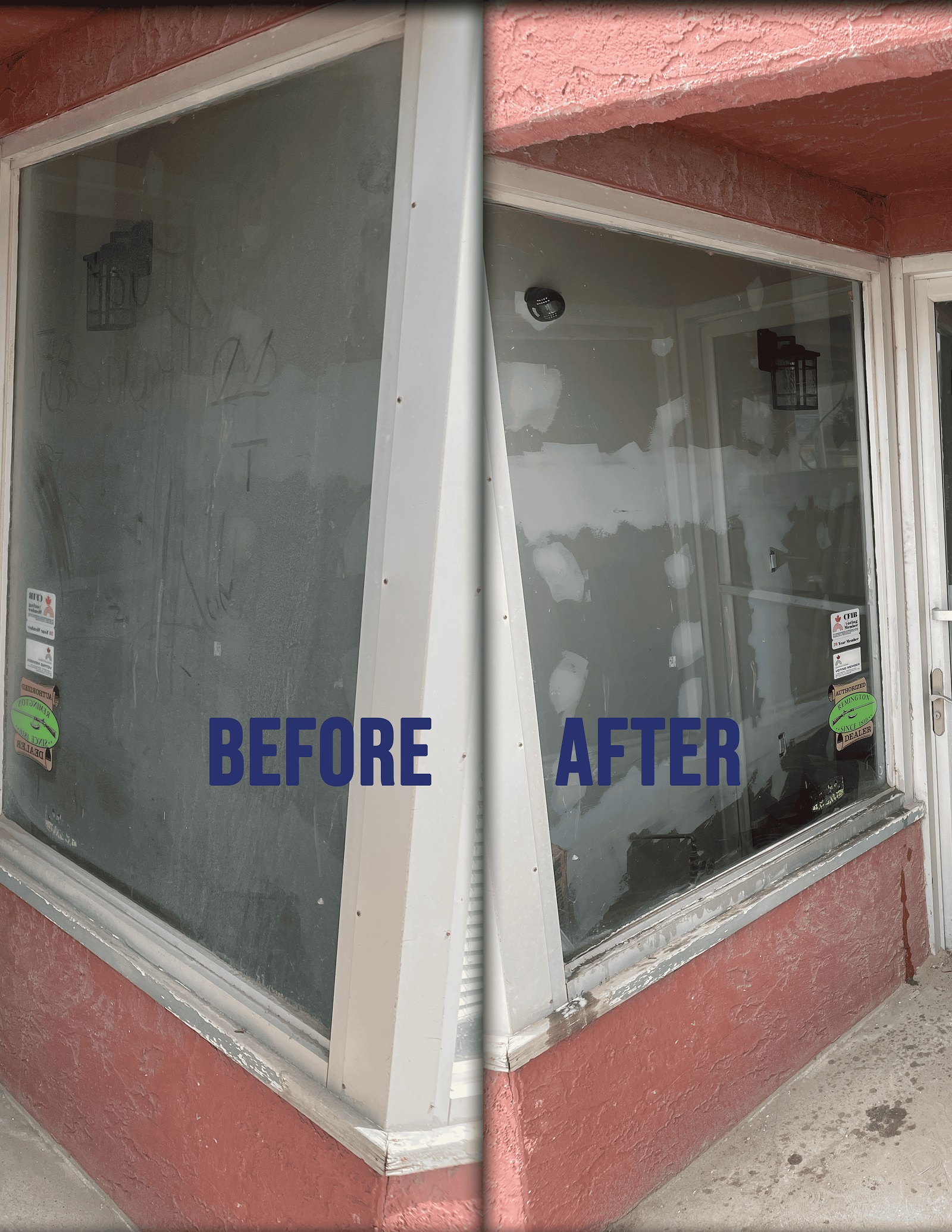 Professional window cleaning before and after